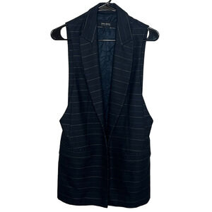 Zara Basic Vest Open Front Womens XS Navy Blue Corpcore Business Casual